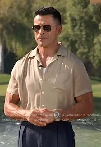 Mark's beige short sleeve shirt on Live with Kelly and Mark