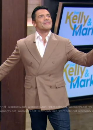 Mark's brown double breasted blazer on Live with Kelly and Mark