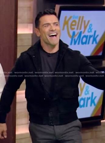 Mark's suede bomber jacket on Live with Kelly and Mark