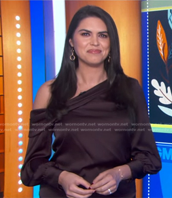 Melissa's brown one off-shoulder top on Good Morning America