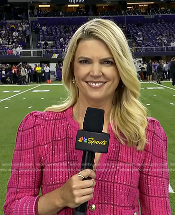 Melissa Stark's pink plaid cardigan on Today