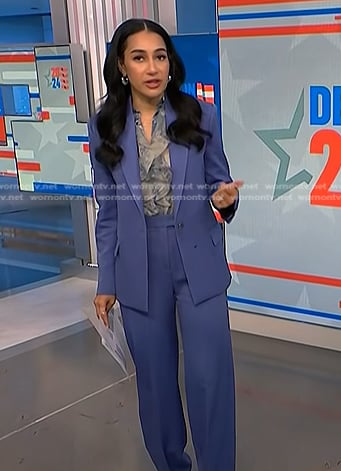 Morgan's ruffle blouse and blue suit on NBC News Daily