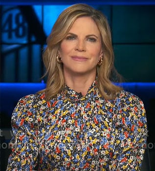 Natalie Morales' floral blouse on CBS Mornings