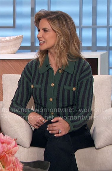 Natalie's green striped cardigan on The Talk