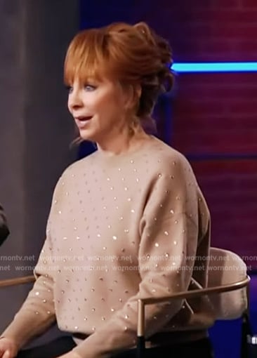 Reba McEntire's embellished sweatshirt on Access Hollywood