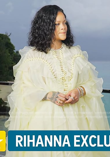 Rihanna's yellow tulle ruffle dress on Access Hollywood