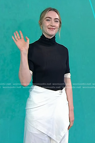 Saoirse Ronan's black mock neck top and skirt on Today