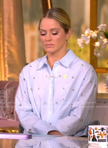 Sara's blue embellished shirt on The View