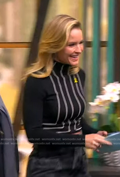Sara's black stripe mock neck top on The View