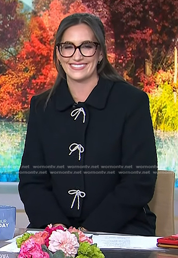 Savannah's black bow embellished jacket on Today