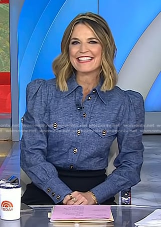 Savannah's puff sleeve denim shirt on Today