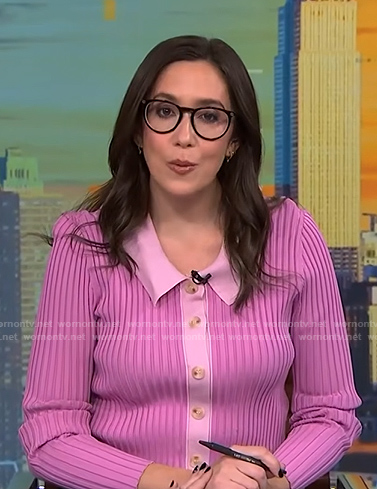 Savannah's pink ribbed cardigan on NBC News