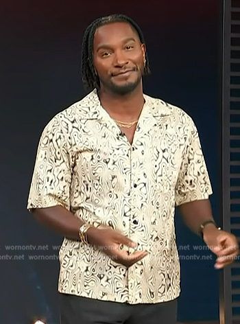 Scott's abstract print shirt on Access Hollywood