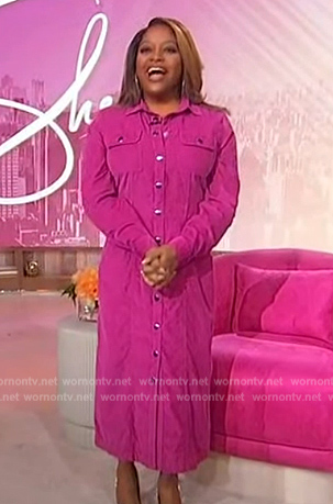 Sherri's pink suede shirtdress on Sherri