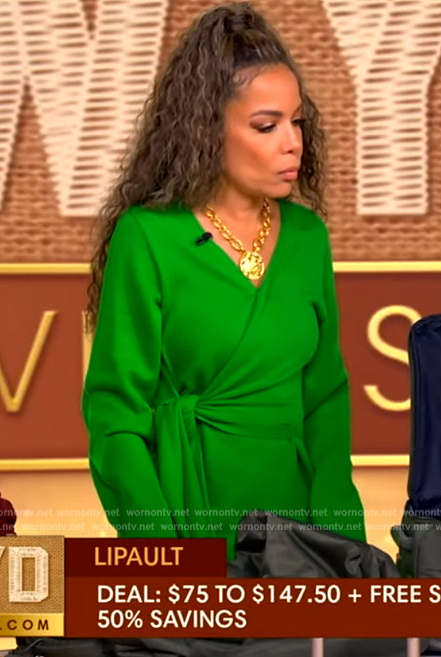 Sunny's green tie waist wrap dress on The View