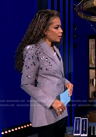 Sunny's gray sequin embellished blazer on The View