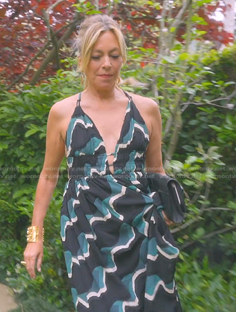 Sutton's black wavy print maxi dress on The Real Housewives of Beverly Hills