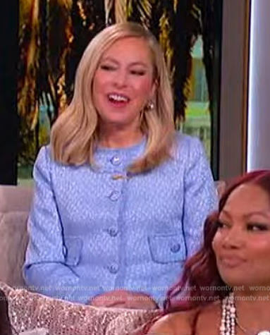 Sutton Stracke's blue crew neck jacket on The Jennifer Hudson Show