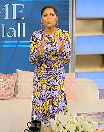 Tamron's blue floral print maxi dress on Tamron Hall Show