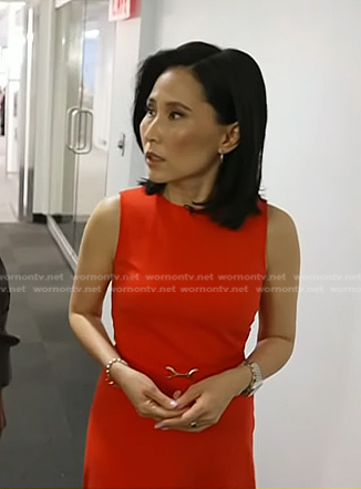 Vicky’s red belted midi dress on Today