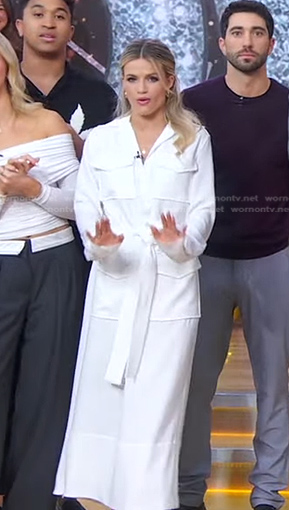 Witney Carson's white patch pocket dress on Good Morning America