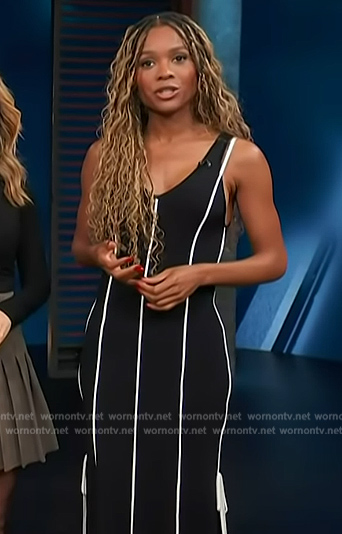 Zuri's black stripe dress on Access Hollywood