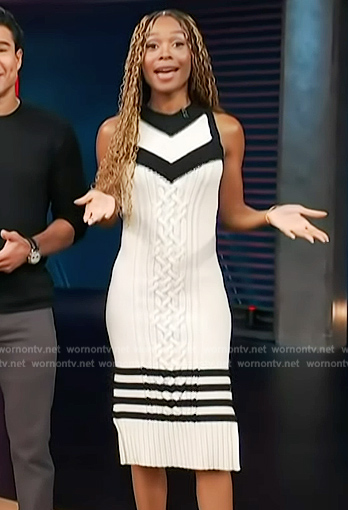 Zuri's white cable knit sleeveless dress on Access Hollywood