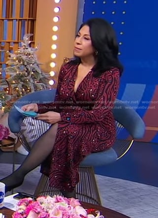 Alexis Christoforous's red animal print wrap dress on Good Morning America