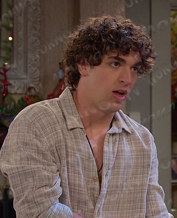 Aaron's beige plaid shirt on Days of our Lives