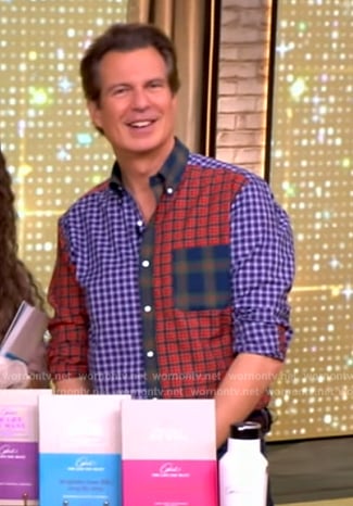 Adam Glassman's colorblock check shirt on The View