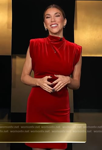 Adrianna Costa's red velvet mini dress on Access Hollywood