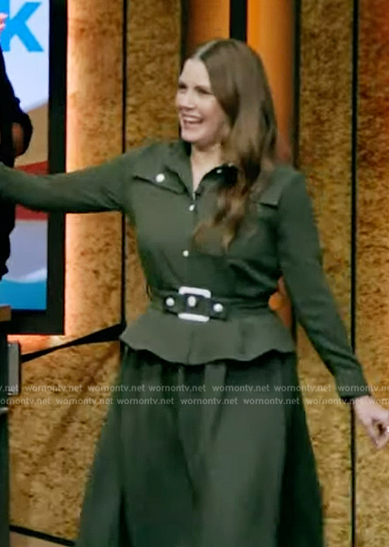 Amy Adams's green belted jacket on Live with Kelly and Mark