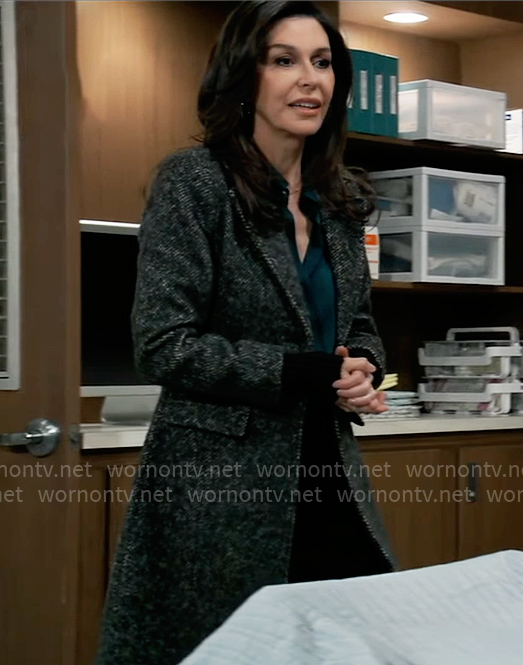 Anna's long tweed coat on General Hospital