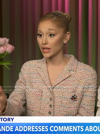 Ariana Grande's multicolor tweed blazer dress on Good Morning America