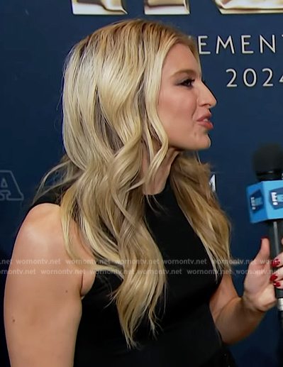 Ashley Bellman's sleeveless black dress on E! News