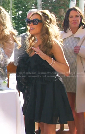 Britani's black ruffle strapless mini dress on The Real Housewives of Salt Lake City