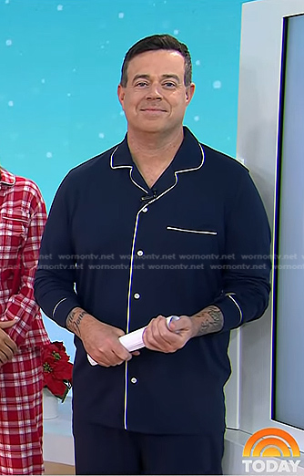 Carson Daly's navy contrast trim pajamas on Today