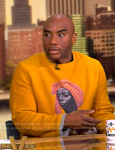 Charlamagne tha God's yellow graphic sweater on The View