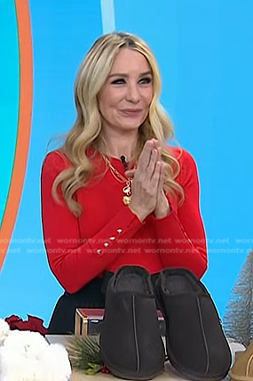 Chassie's red button cuff sweater on Today