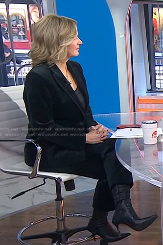 Christine's black velvet blazer and pants on Today