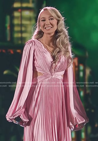 Christina Eagle's pink pleated dress on The Voice