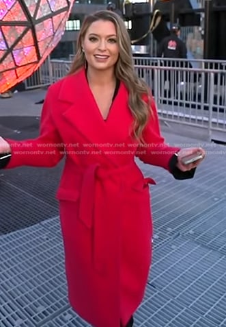 Dani's pink wrap coat on Good Morning America