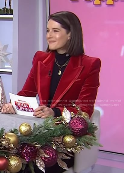 Daryn Carp's red velvet blazer on Today