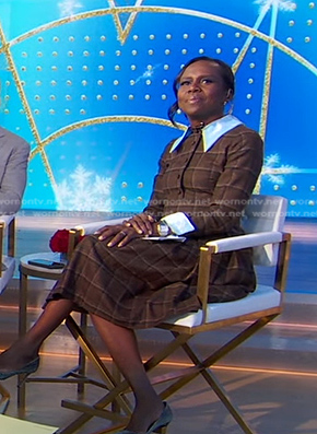 Deborah's brown plaid dress on Good Morning America
