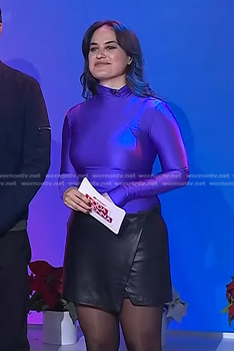 Donna's purple top and leather mini skirt on Today