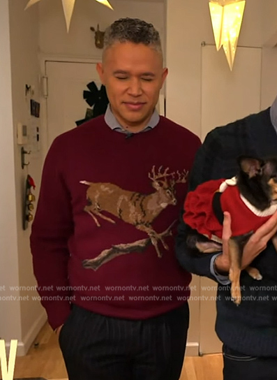 Dr. García-Mathews' deer graphic sweater on The Drew Barrymore Show