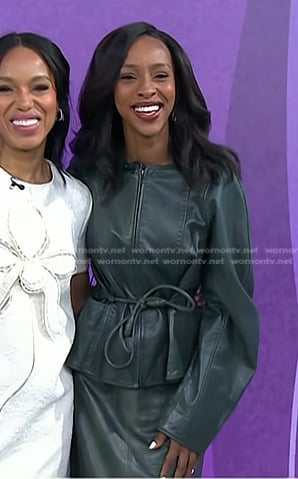 Ebony Obsidian's green leather jacket on Today