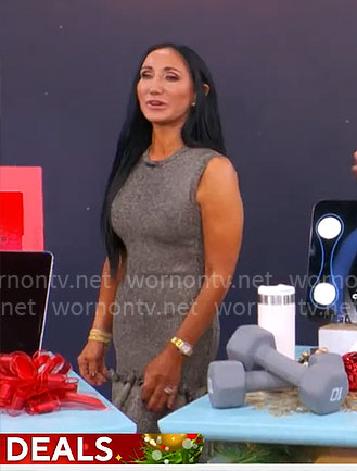 Elizabeth Werner's gold ruffle-hem dress on CBS Mornings