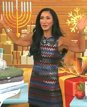 Elizabeth Werner's metallic chevron striped dress on CBS Mornings