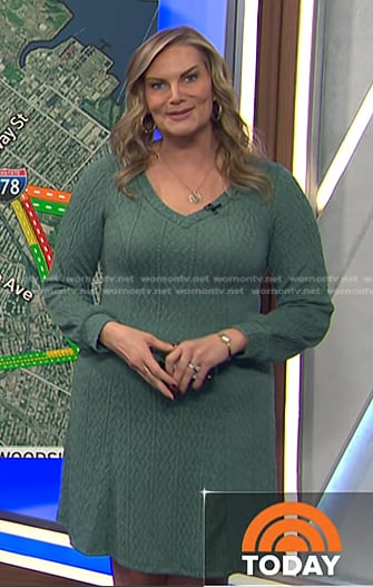 Emily's green cable knit sweater dress on Today